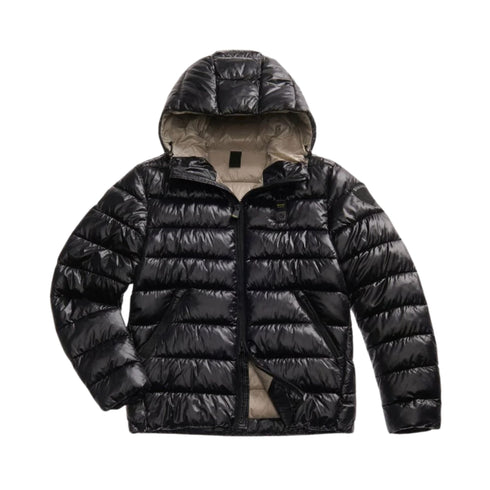 Piumino Uomo Adams, con cappuccio, impunture orizzontali e full zip